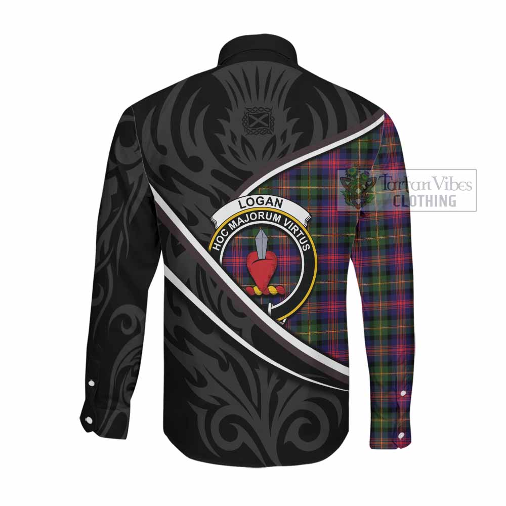 Logan Tartan Family Crest Long Sleeve Button Shirts Celtic Scottish Thistle Floral - Tartan Vibes Clothing