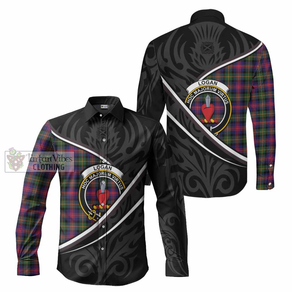 Logan Tartan Family Crest Long Sleeve Button Shirts Celtic Scottish Thistle Floral - Tartan Vibes Clothing