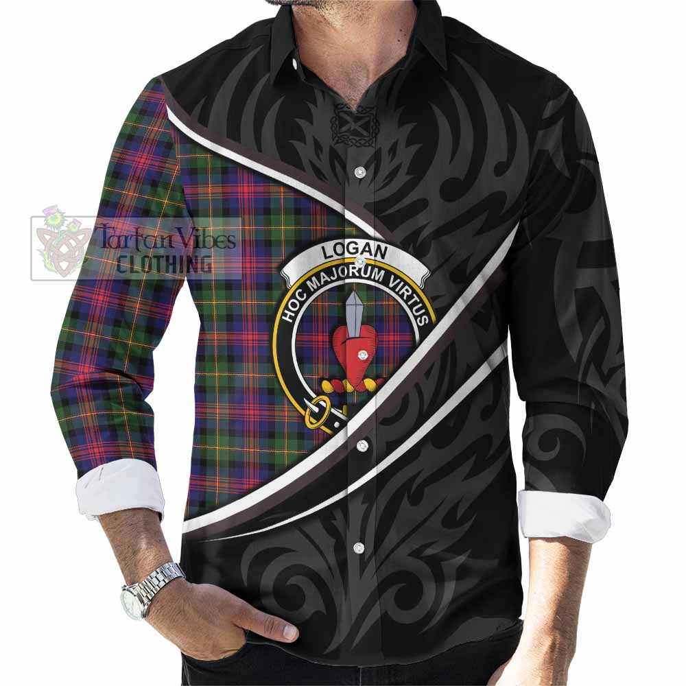 Logan Tartan Family Crest Long Sleeve Button Shirts Celtic Scottish Thistle Floral - Tartan Vibes Clothing