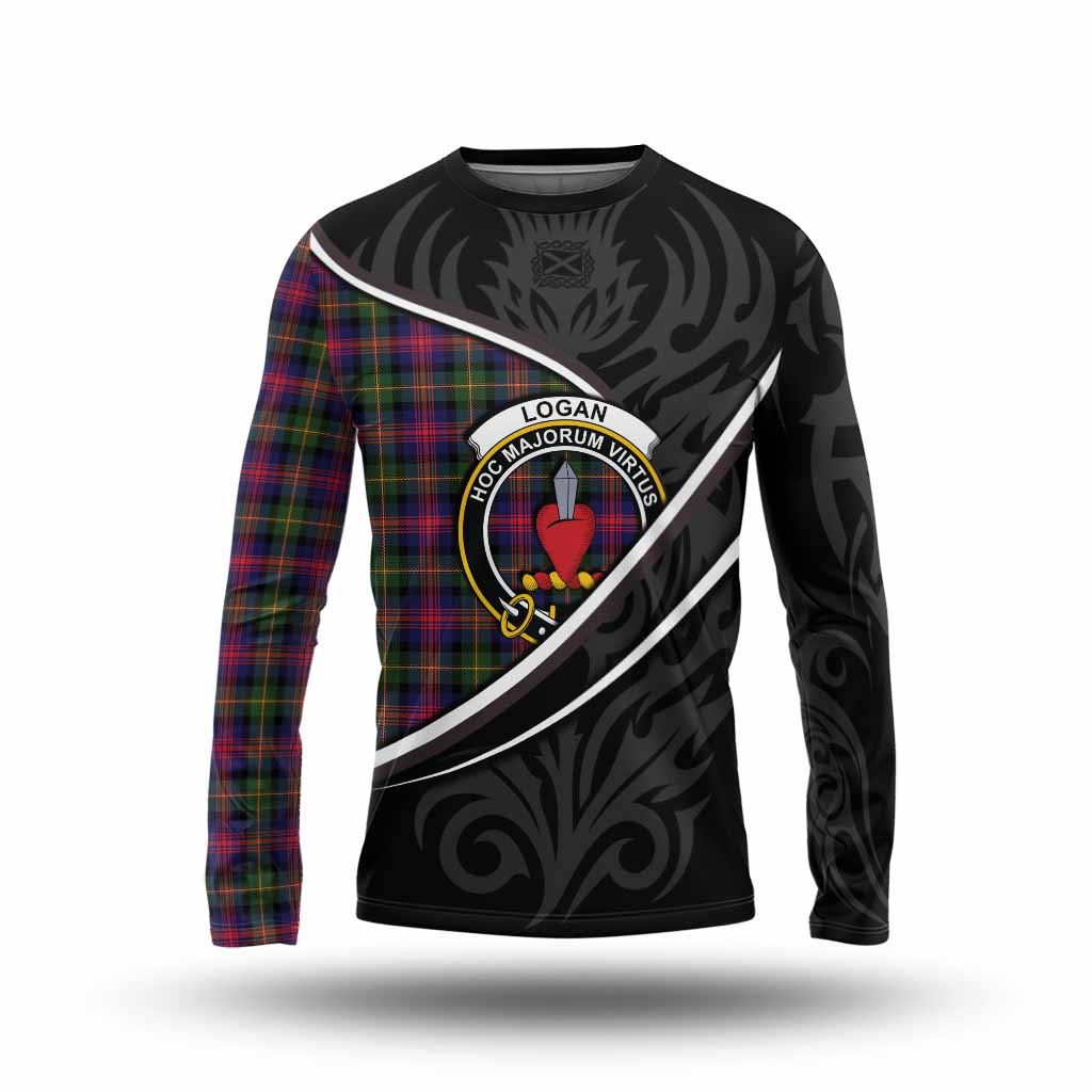 Logan Tartan Family Crest Long Sleeve T-Shirt Celtic Scottish Thistle Floral - Tartan Vibes Clothing