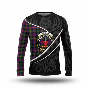 Logan Tartan Family Crest Long Sleeve T-Shirt Celtic Scottish Thistle Floral - Tartan Vibes Clothing