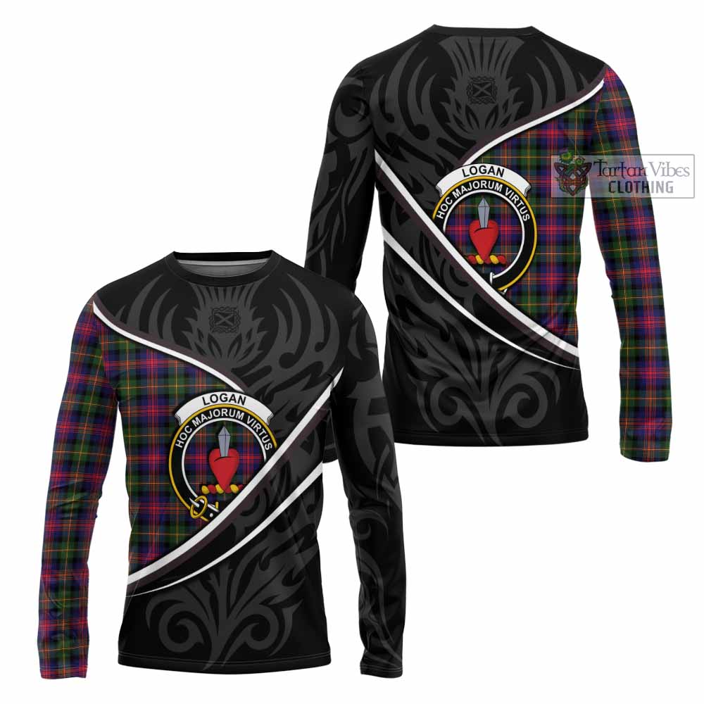 Logan Tartan Family Crest Long Sleeve T-Shirt Celtic Scottish Thistle Floral - Tartan Vibes Clothing