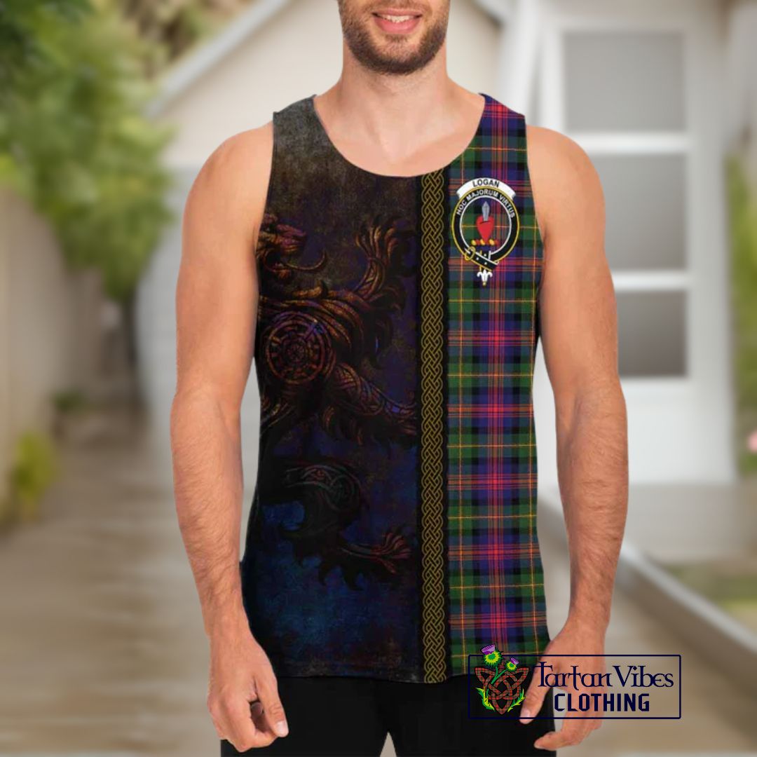 Logan Tartan Family Crest Men's Tank Top Alba Gu Brath Be Brave Lion Ancient Style