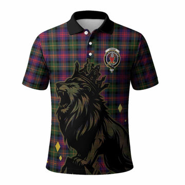 Logan Tartan Family Crest Polo Shirt Crowned Lion Roaring