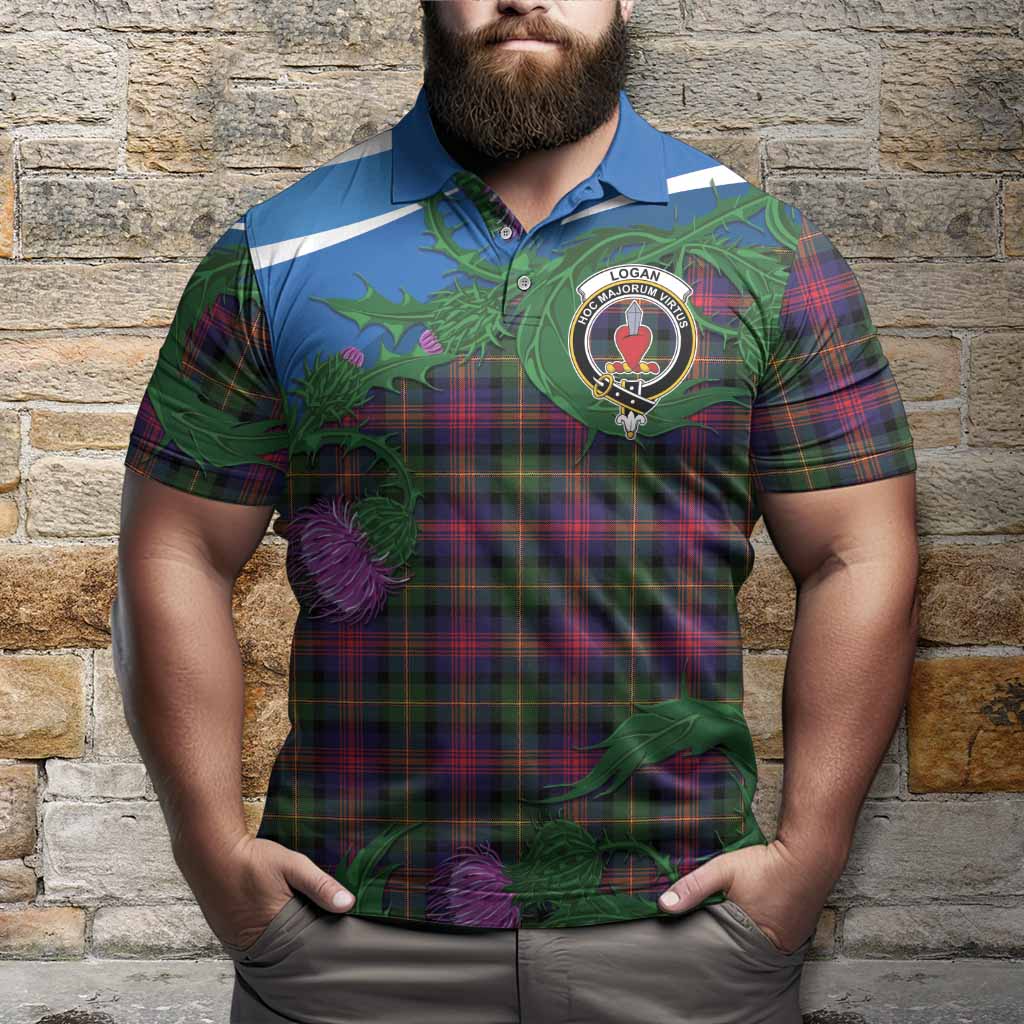Logan Tartan Family Crest Polo Shirt Thistle in Minimalism