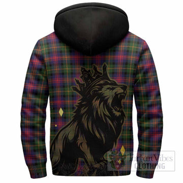 Logan Tartan Family Crest Sherpa Hoodie Crowned Lion Roaring