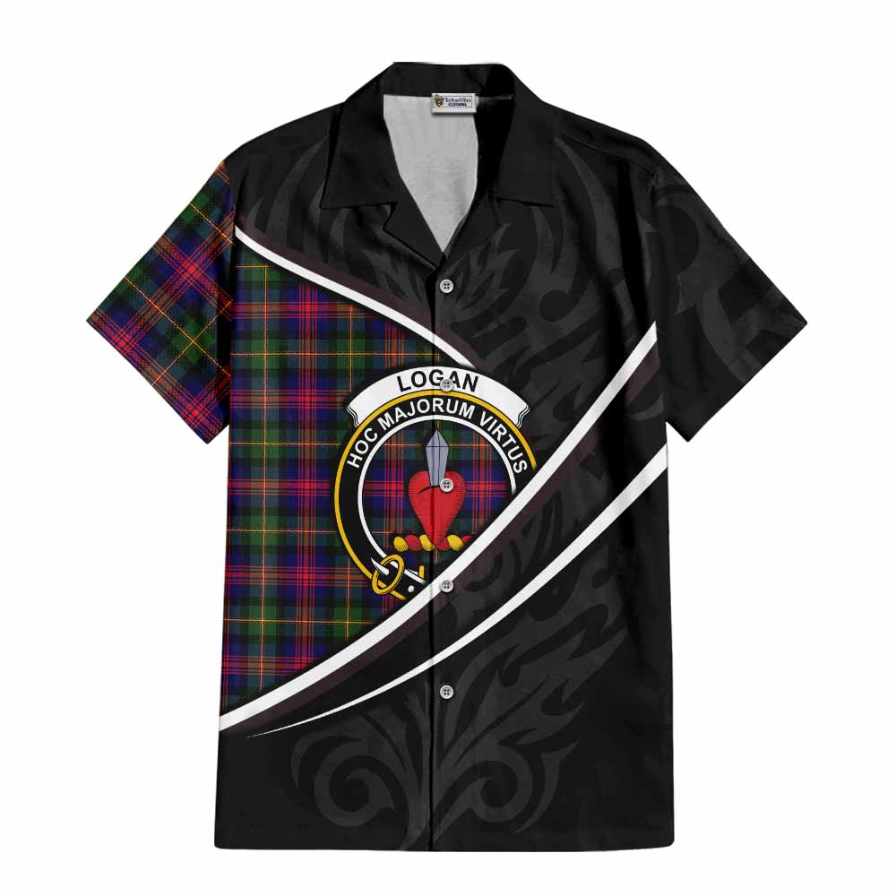 Logan Tartan Family Crest Short Sleeve Button Shirt Celtic Scottish Thistle Floral - Tartan Vibes Clothing
