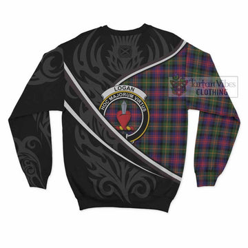 Logan Tartan Family Crest Sweatshirt Celtic Scottish Thistle Floral