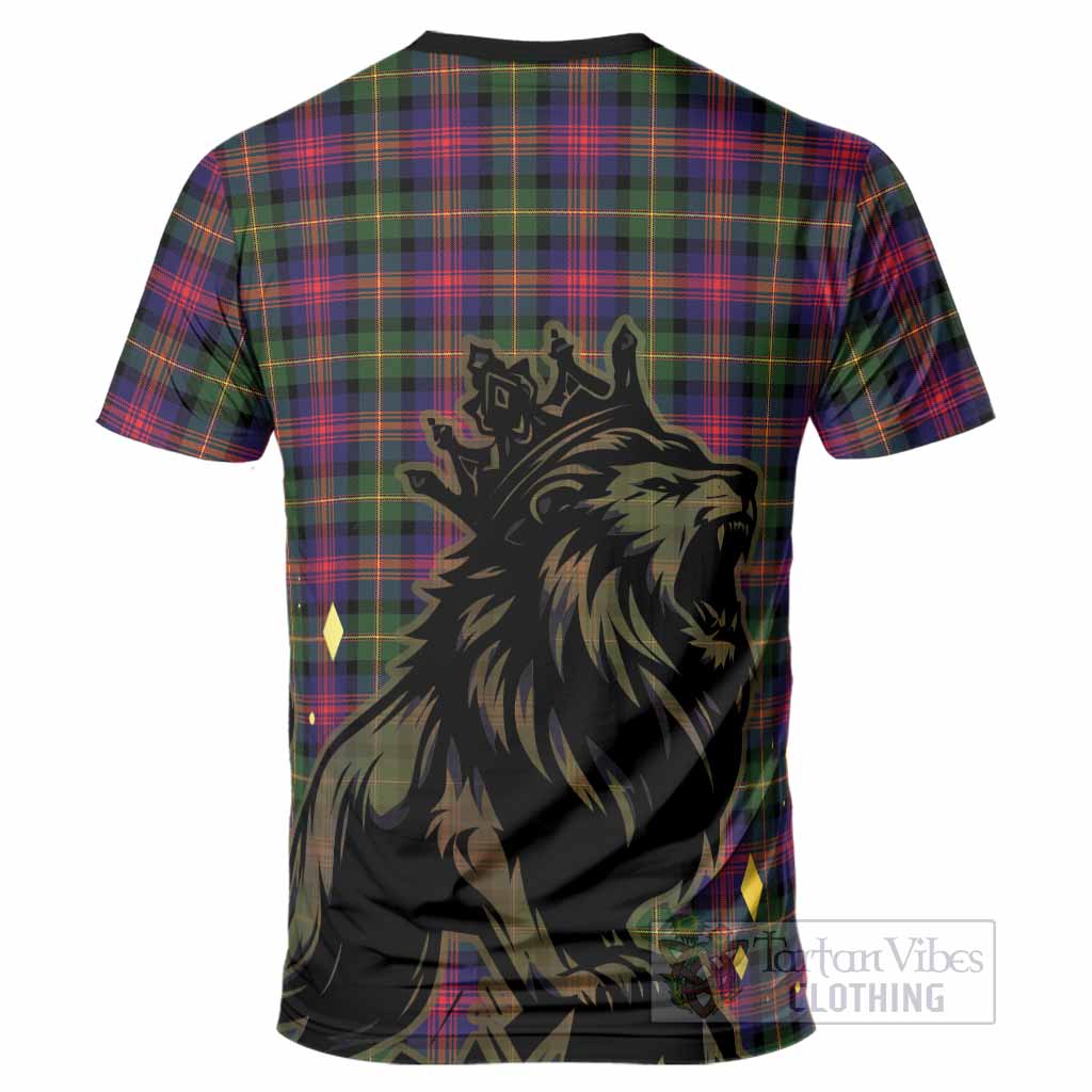 Logan Tartan Family Crest T-Shirt Crowned Lion Roaring