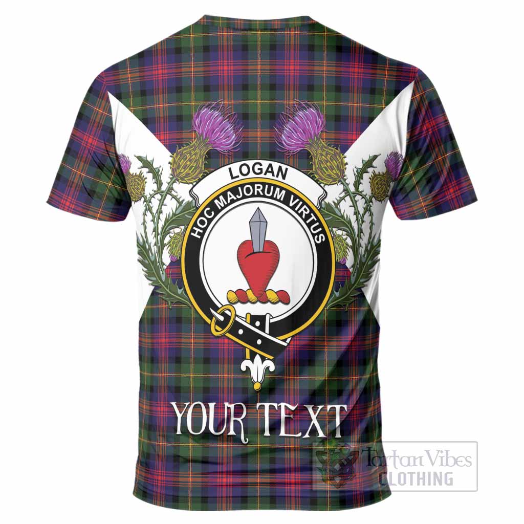Logan Tartan Family Crest T-Shirt Scottish Burns Night Thistle Floral