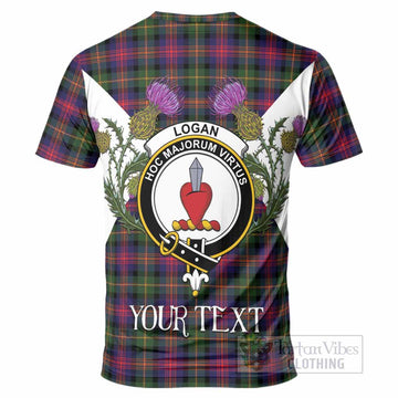 Logan Tartan Family Crest T-Shirt Scottish Burns Night Thistle Floral