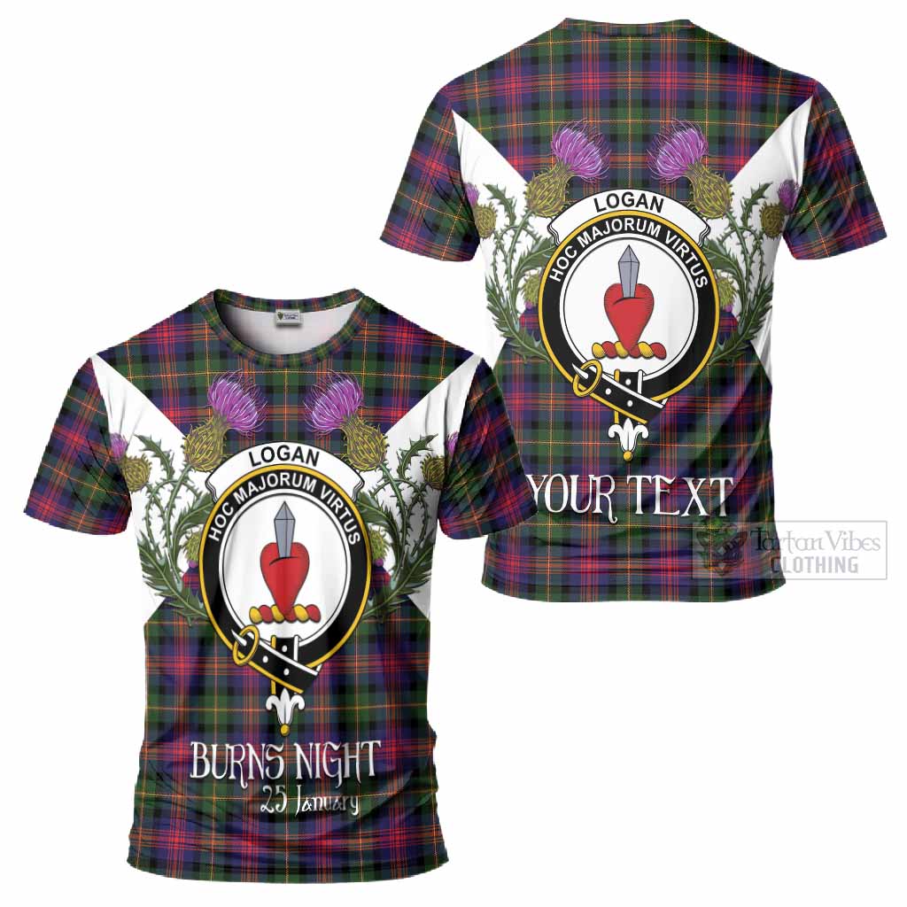 Logan Tartan Family Crest T-Shirt Scottish Burns Night Thistle Floral