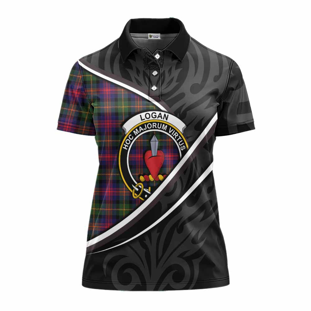 Logan Tartan Family Crest Women's Polo Shirt Celtic Scottish Thistle Floral - Tartan Vibes Clothing