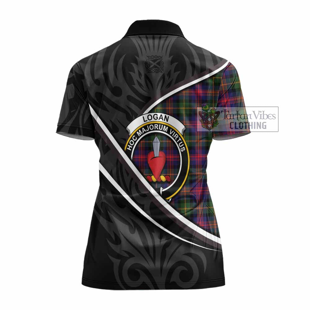 Logan Tartan Family Crest Women's Polo Shirt Celtic Scottish Thistle Floral - Tartan Vibes Clothing