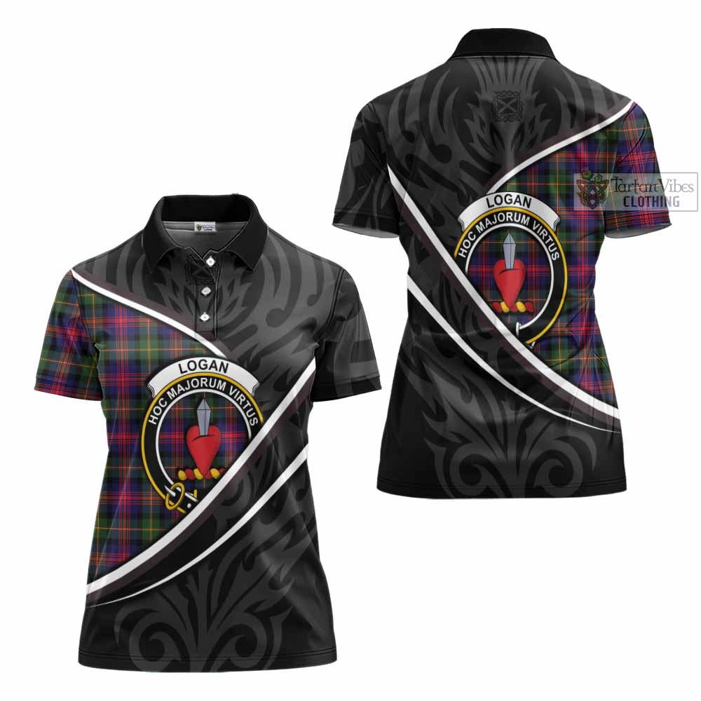 Logan Tartan Family Crest Women's Polo Shirt Celtic Scottish Thistle Floral - Tartan Vibes Clothing