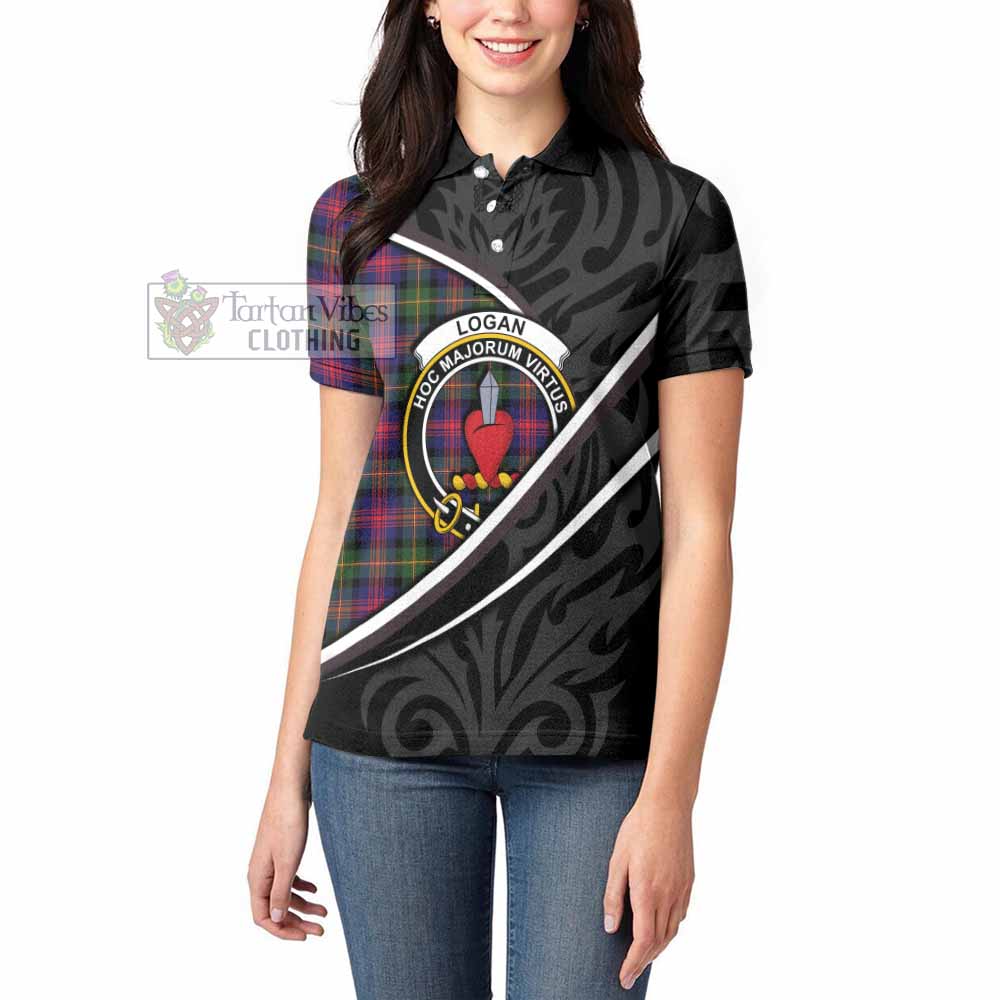 Logan Tartan Family Crest Women's Polo Shirt Celtic Scottish Thistle Floral - Tartan Vibes Clothing