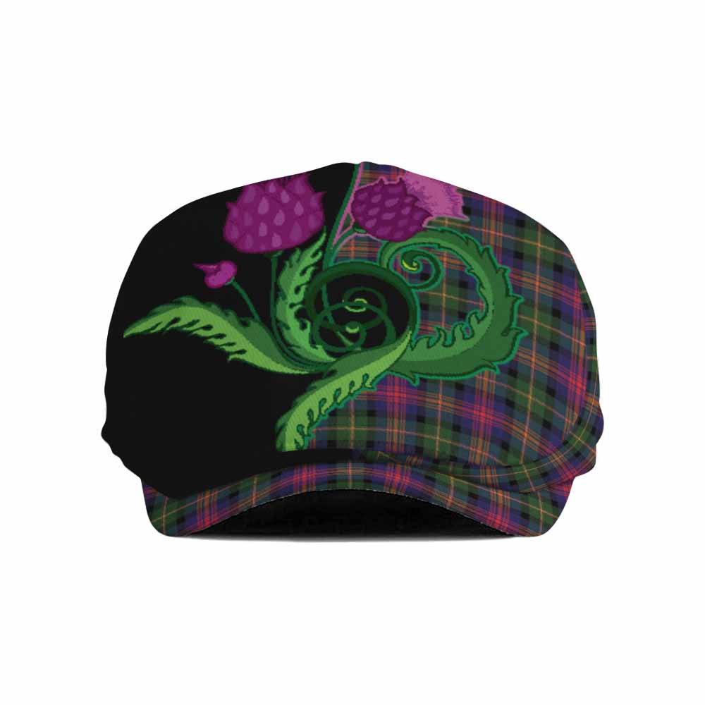 Logan Tartan Flat Cap, Jeff Cap Traditional Scottish Thistle