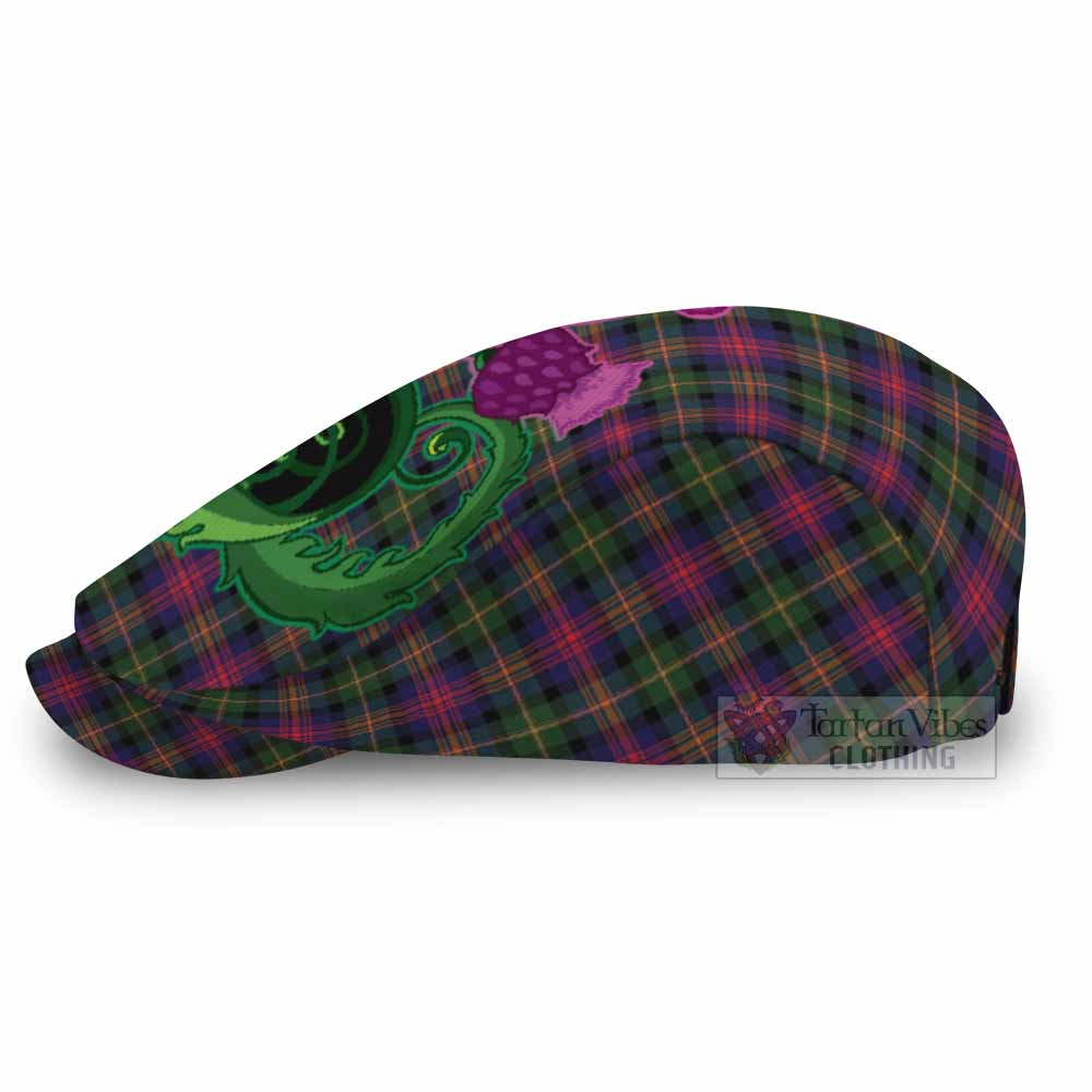 Logan Tartan Flat Cap, Jeff Cap Traditional Scottish Thistle