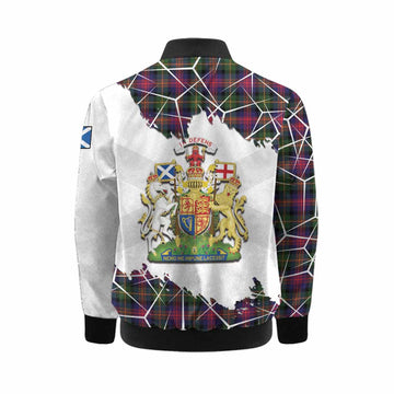Logan Tartan Kid Bomber Jacket with Family Crest and Lion Rampant Grunge Style
