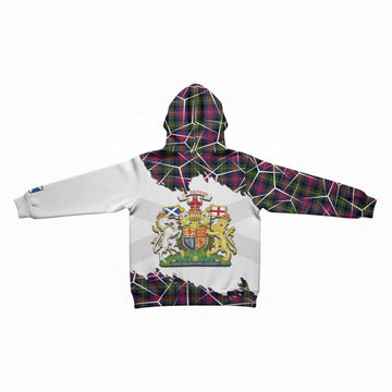 Logan Tartan Kid Hoodie with Family Crest and Lion Rampant Grunge Style