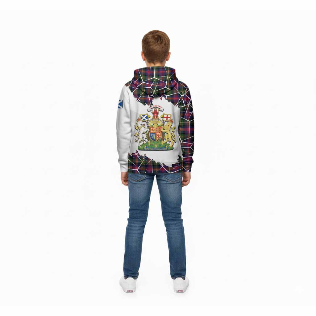 Logan Tartan Kid Hoodie with Family Crest and Lion Rampant Grunge Style