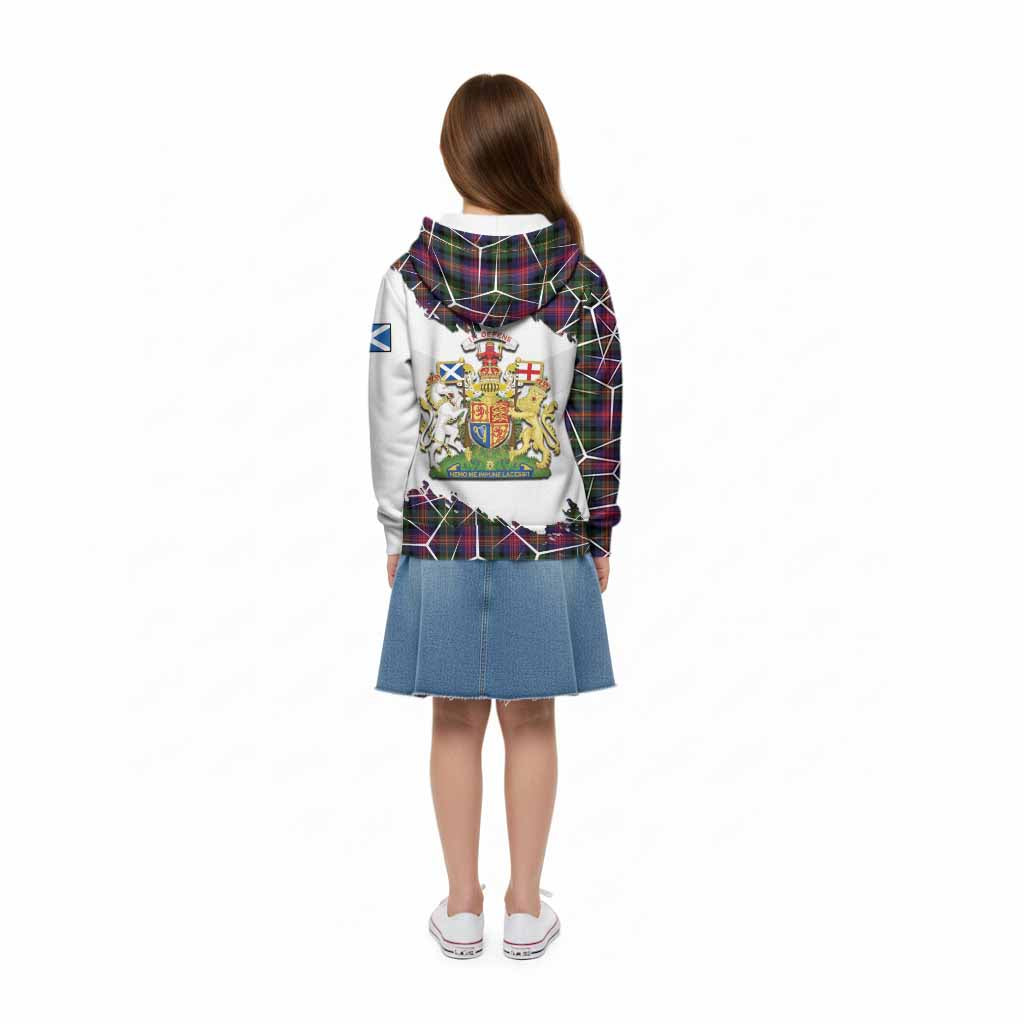 Logan Tartan Kid Hoodie with Family Crest and Lion Rampant Grunge Style