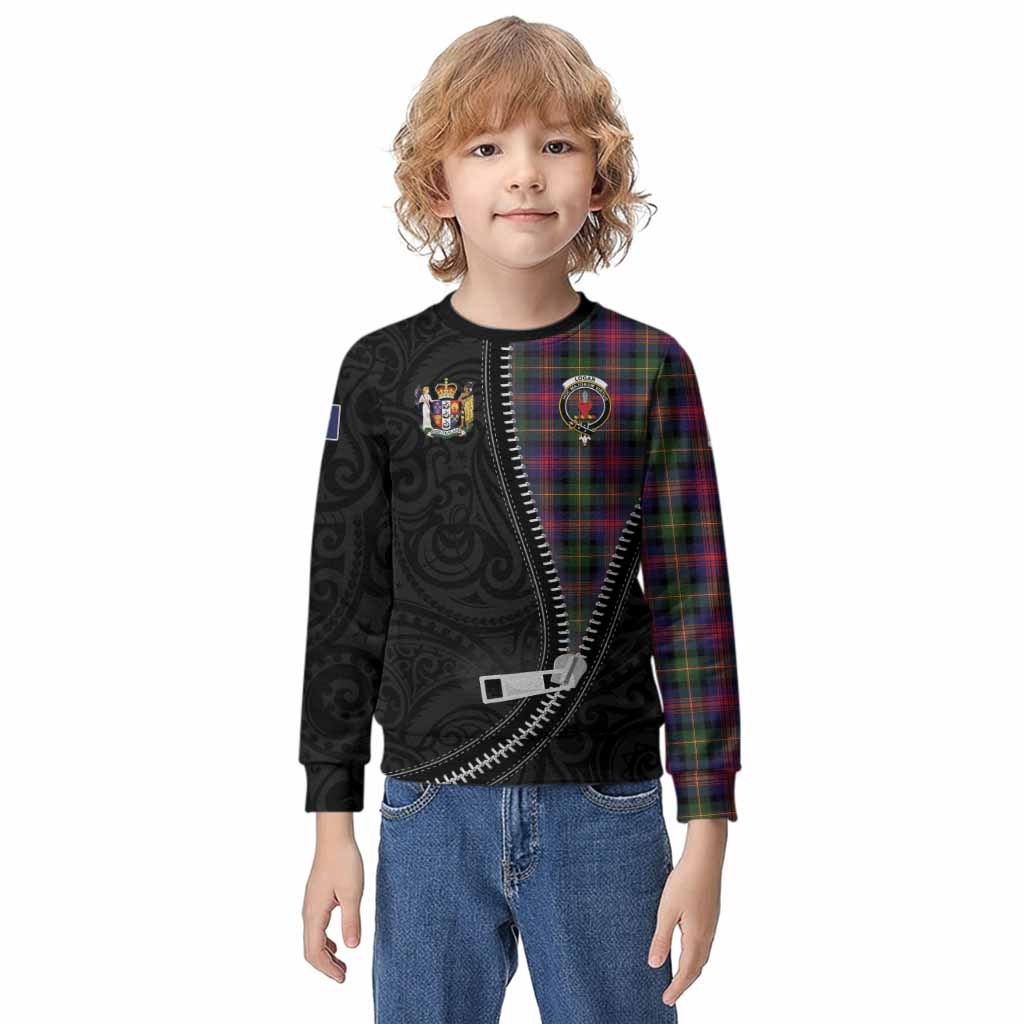 Logan Tartan Kid Knitted Sweatshirt New Zealand Pattern Unique Zipper Stylized