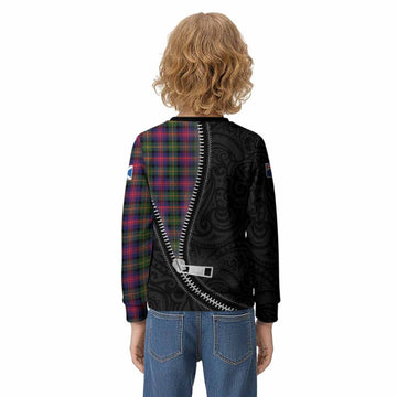 Logan Tartan Kid Knitted Sweatshirt New Zealand Pattern Unique Zipper Stylized