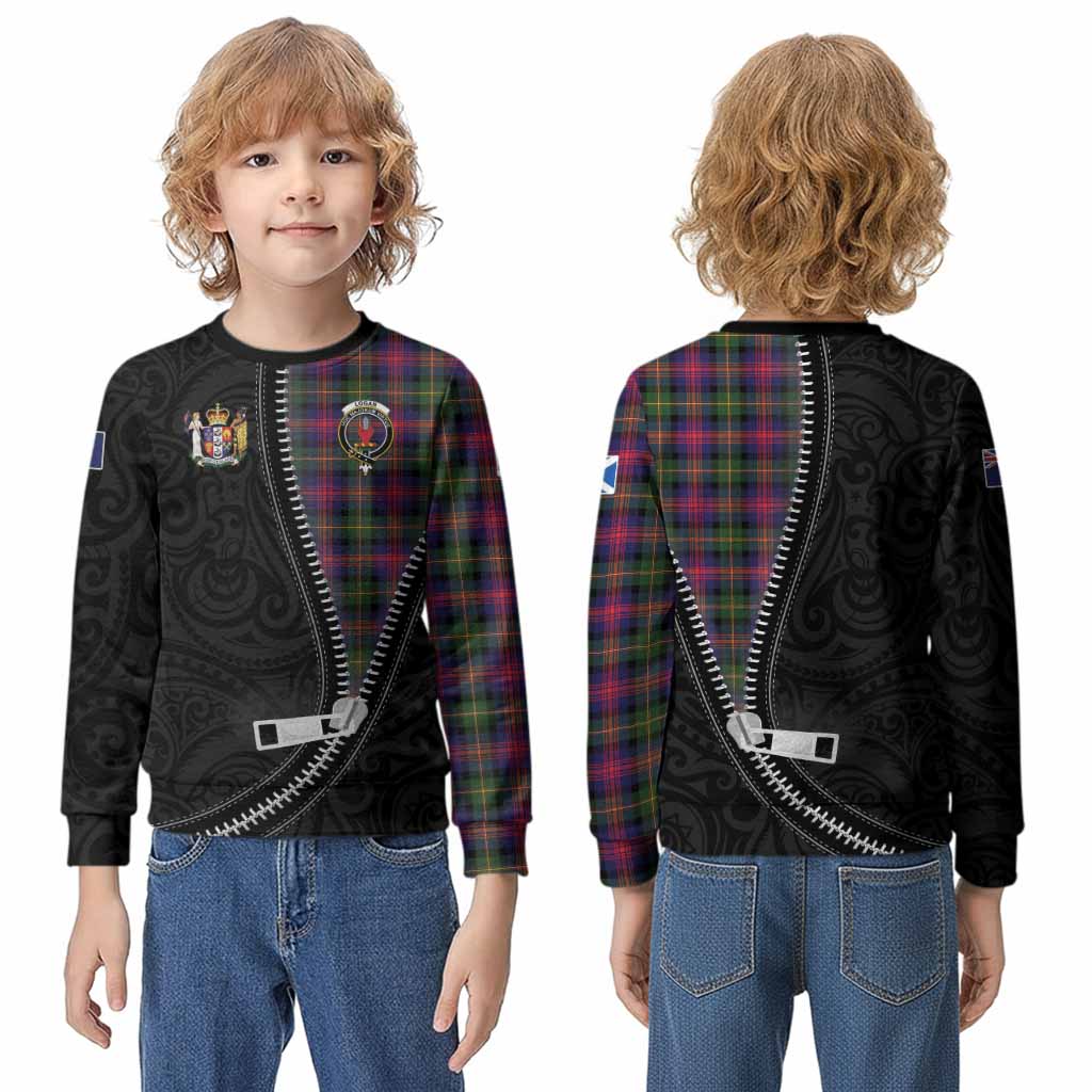 Logan Tartan Kid Knitted Sweatshirt New Zealand Pattern Unique Zipper Stylized