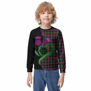 Logan Tartan Kid Knitted Sweatshirt Traditional Scottish Thistle