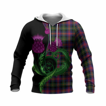 Logan Tartan Knitted Hoodie Traditional Scottish Thistle