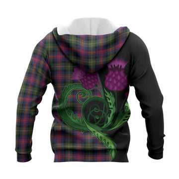 Logan Tartan Knitted Hoodie Traditional Scottish Thistle