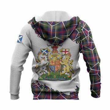 Logan Tartan Knitted Hoodie with Family Crest and Lion Rampant Grunge Style