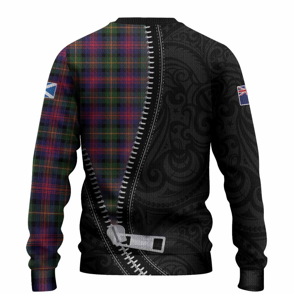 Logan Tartan Knitted Sweater New Zealand Pattern Unique Zipper Stylized