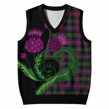 Logan Tartan Knitted V-Neck Vest Traditional Scottish Thistle