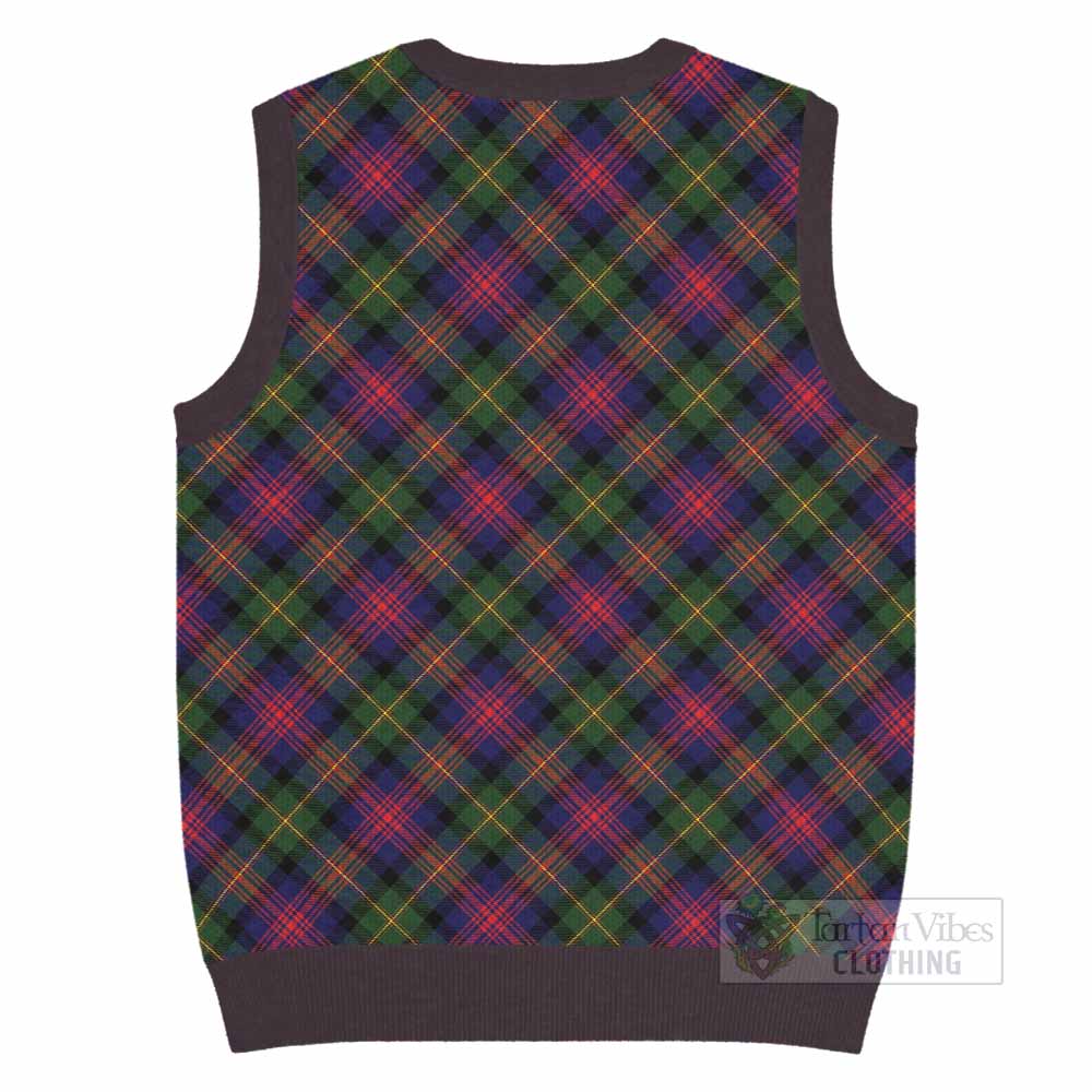 Logan Tartan Knitted V-Neck Vest with Family Crest Cross Style