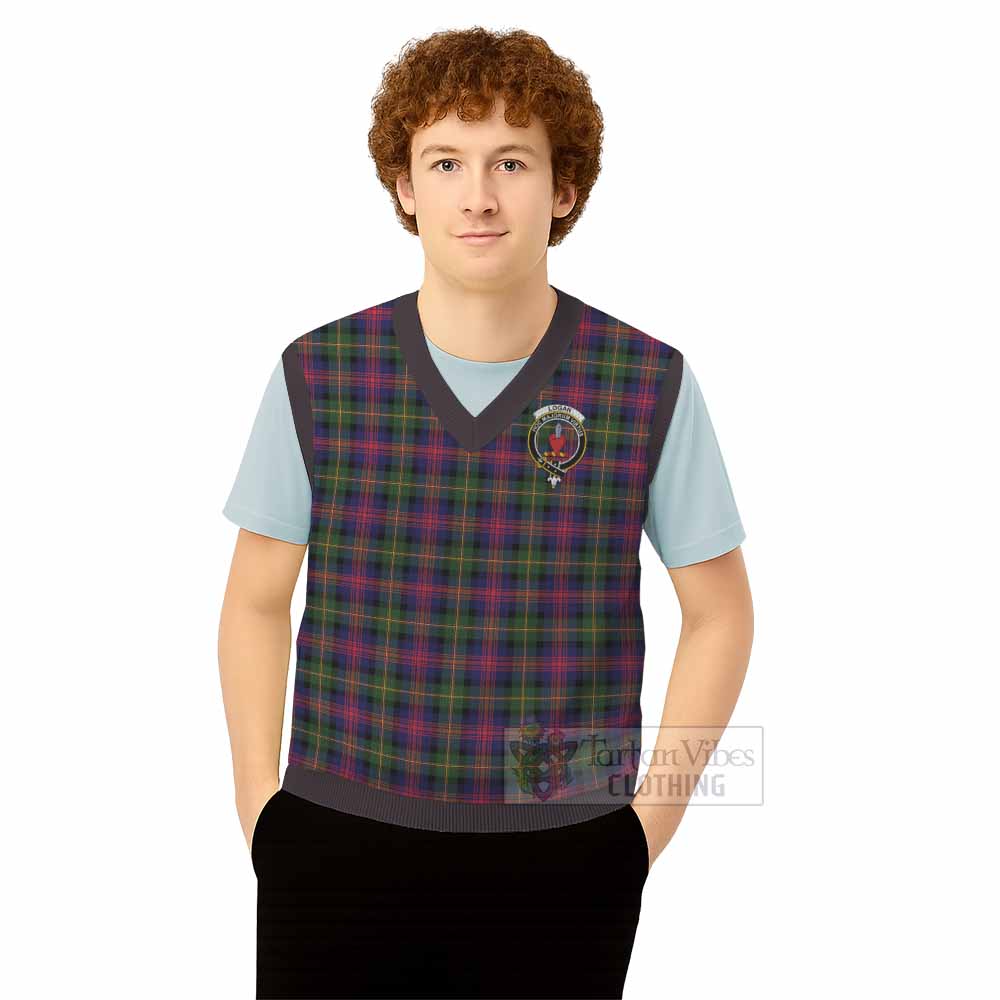 Logan Tartan Knitted V-Neck Vest with Family Crest - Tartan Vibes Clothing