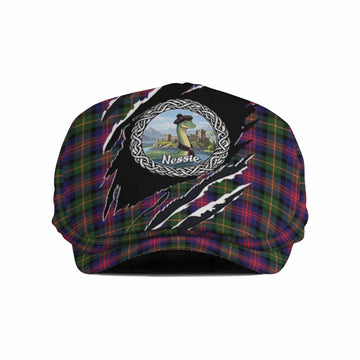 Logan Tartan Loch Ness Monster Flat Cap, Jeff Cap Celtic Knot Nessie Art