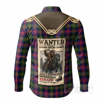Logan Tartan Long Sleeve Button Shirts Bigfoot Riding The Kelpie Monster