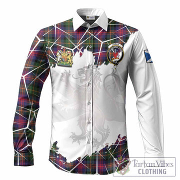 Logan Tartan Long Sleeve Button Shirts with Family Crest and Lion Rampant Grunge Style