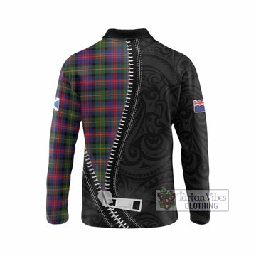 Logan Tartan Long Sleeve Polo Shirt New Zealand Pattern Unique Zipper Stylized
