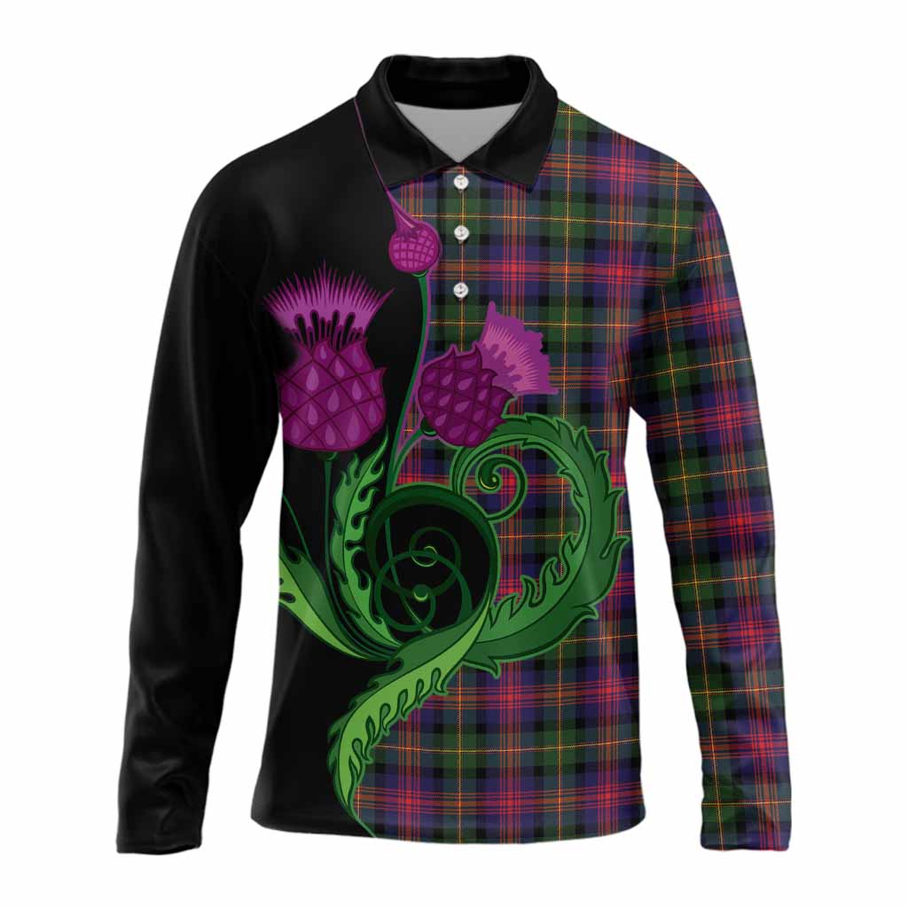Logan Tartan Long Sleeve Polo Shirt Traditional Scottish Thistle