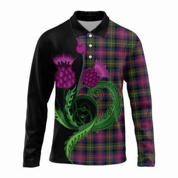 Logan Tartan Long Sleeve Polo Shirt Traditional Scottish Thistle