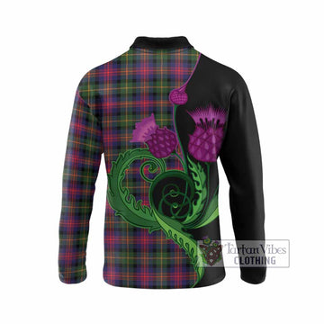 Logan Tartan Long Sleeve Polo Shirt Traditional Scottish Thistle