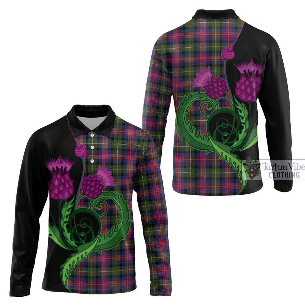 Logan Tartan Long Sleeve Polo Shirt Traditional Scottish Thistle