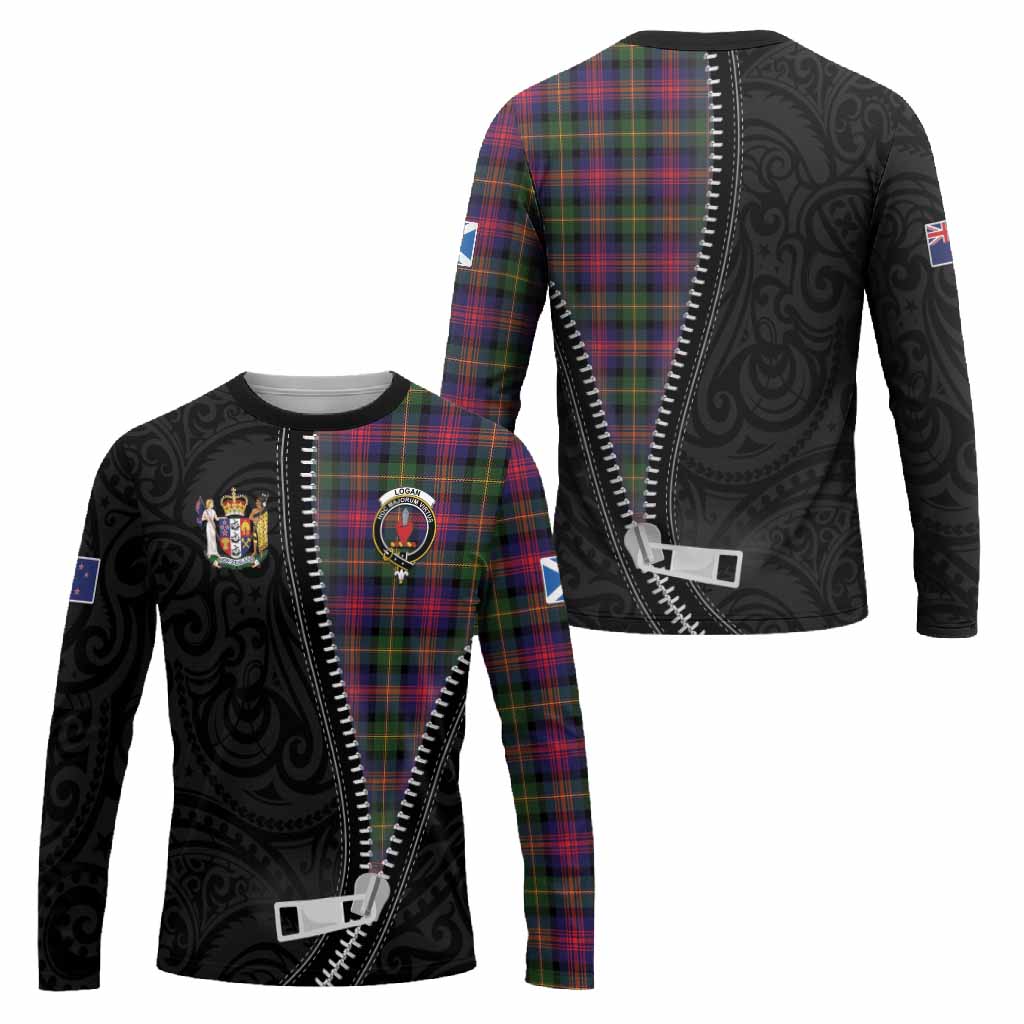 Logan Tartan Long Sleeve T-Shirt New Zealand Pattern Unique Zipper Stylized