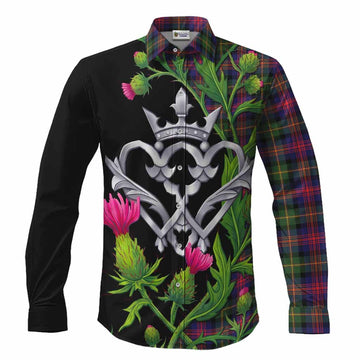 Logan Tartan Luckenbooth Long Sleeve Button Shirts Silver Heart Crown Thistle Floral Men's Shirt S - Tartan Vibes Clothing