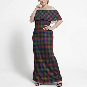 Logan Tartan Off Shoulder Ruffle Maxi Dress