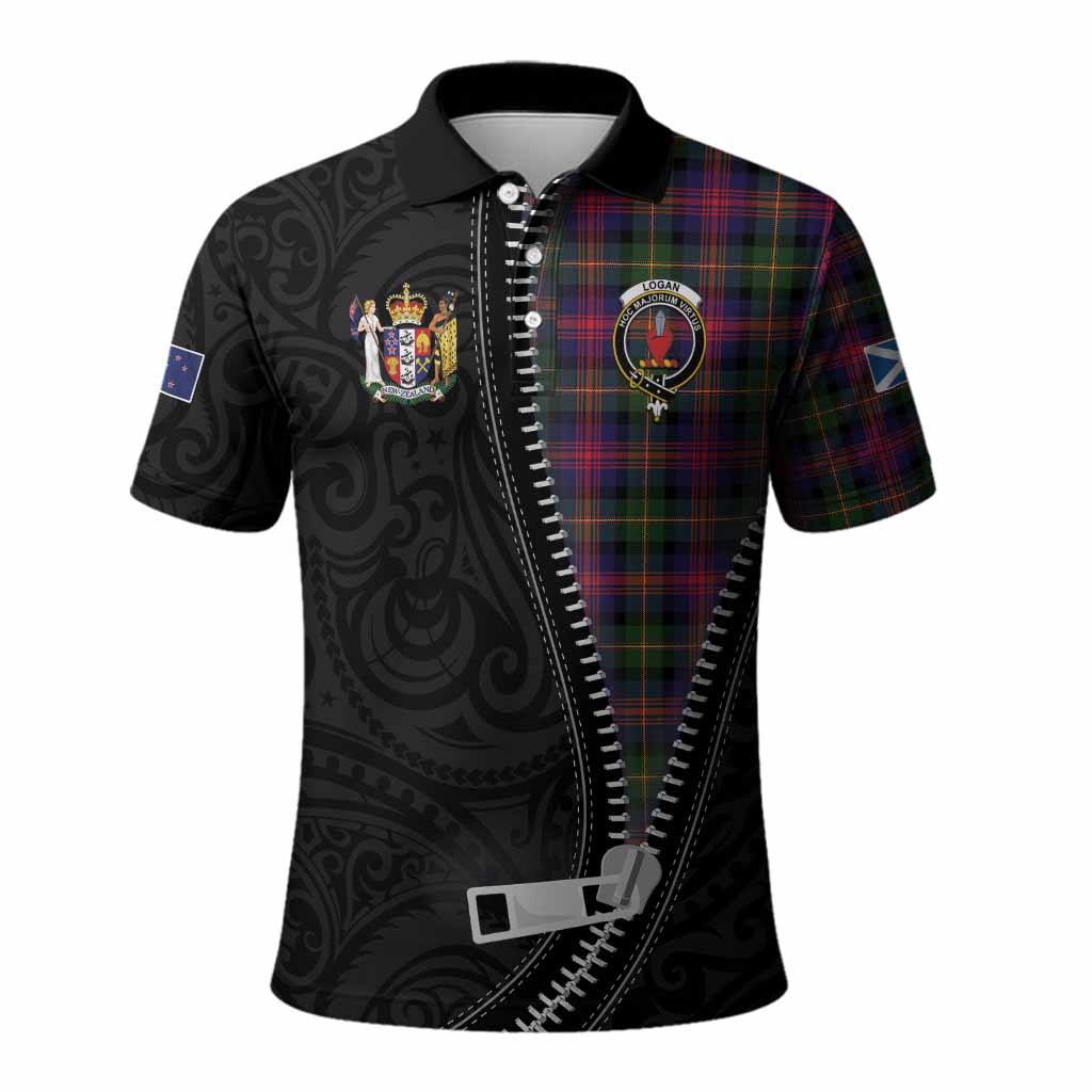 Logan Tartan Polo Shirt New Zealand Pattern Unique Zipper Stylized