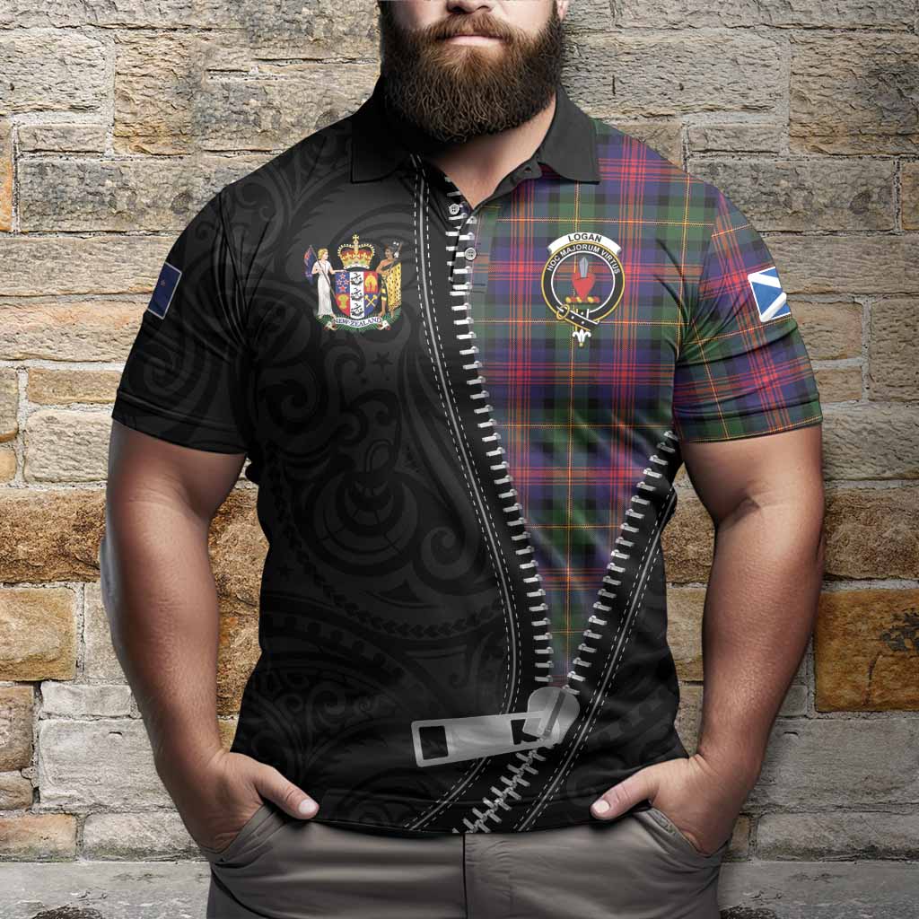 Logan Tartan Polo Shirt New Zealand Pattern Unique Zipper Stylized